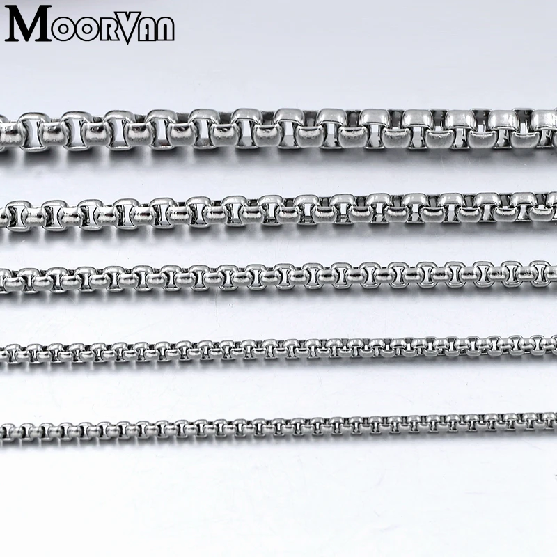 Moorvan 40 см-90 см ювелирное мужское женское готическое ожерелье, изготовленное с помощью литья коробки Короткие Длинные цепи из нержавеющей стали для девочек и мальчиков VN138