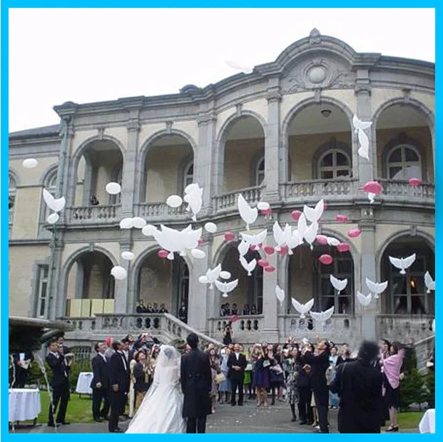 200 шт./лот Бесплатная доставка Свадебные биоразлагаемые белые голубь шары для