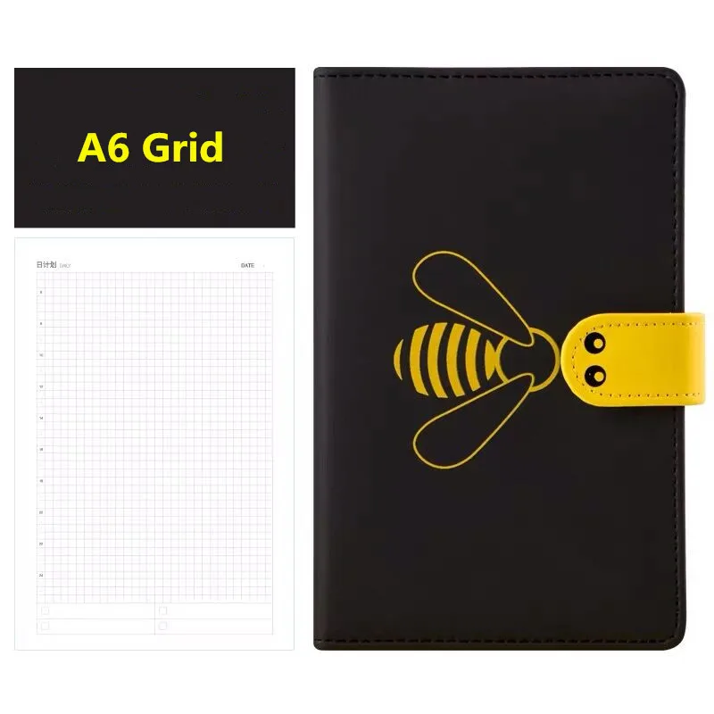 A5 A6 Kawaii Bee креативный блокнот Граффити Блокнот из искусственной кожи пустая сетка записная книжка-дневник записная книжка в подарок посылка - Цвет: D