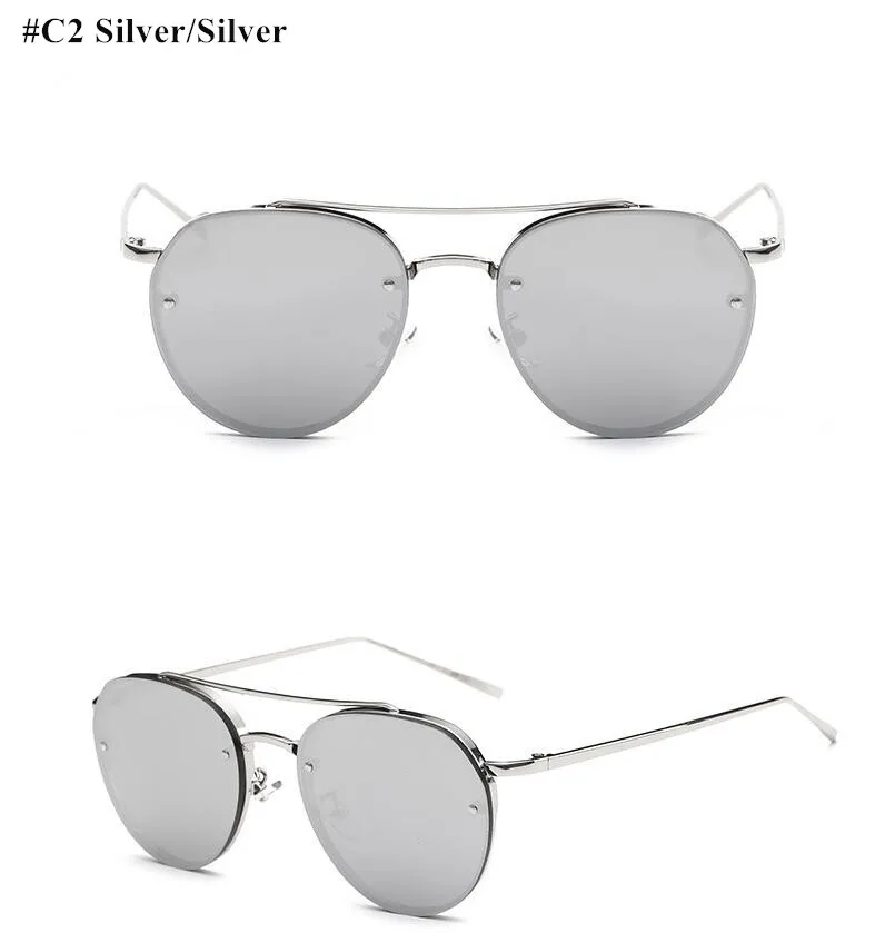 c2 silver Emosnia модный бренд Polit Солнцезащитные очки женские металлические винтажные негабаритные тонированные солнцезащитные очки зеркальные Мужские Женские Розовые Желтые Oculos - Цвет линз: c2 silver