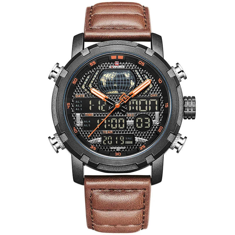Часы NAVIFORCE Мужские кварцевые цифровые роскошные брендовые модные спортивные