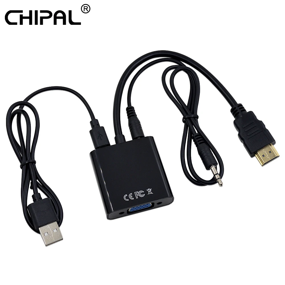 Адаптер CHIPAL для преобразователя HDMI VGA с аудиокабелем 3 5 мм + блок питания USB Xbox 360 ПК