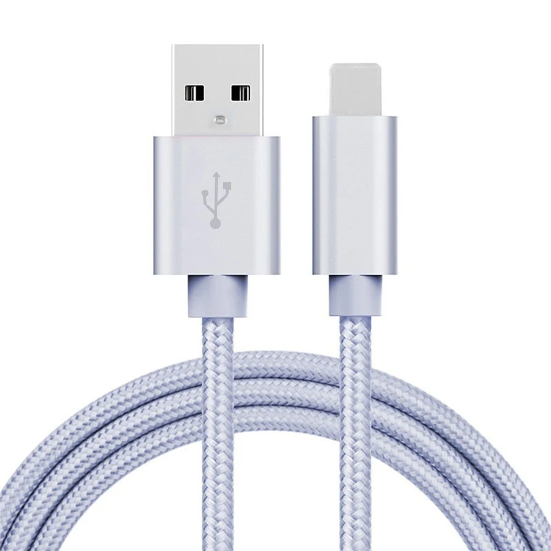 Silver cable 5V 2.4A USB2.0 iOS 8pin нейлоновый зарядный кабель для iPhone 5 6s 7Plus 8 X ipad mini зарядный кабель - Тип штекера: Silver cable