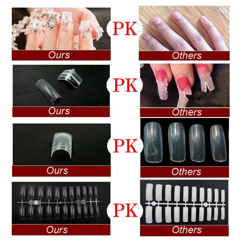 Бусины для ногтей 500 шт Faux Ongles длинный французский гвоздь ABS Материал набор для акриловых ногтей чистые ногти Советы Unghie Finte DIY салонный продукт