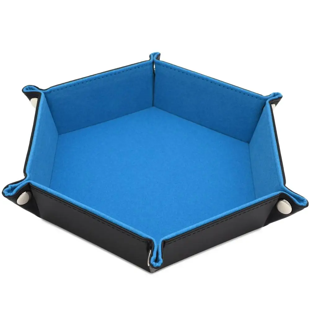 Blue Кости Хранитель из искусственной кожи шестиугольник кости лоток для использования ролевых игр кости или хранения безделушек(фиолетовый синий красный розовый красный оранжевый зеленый - Цвет: Blue