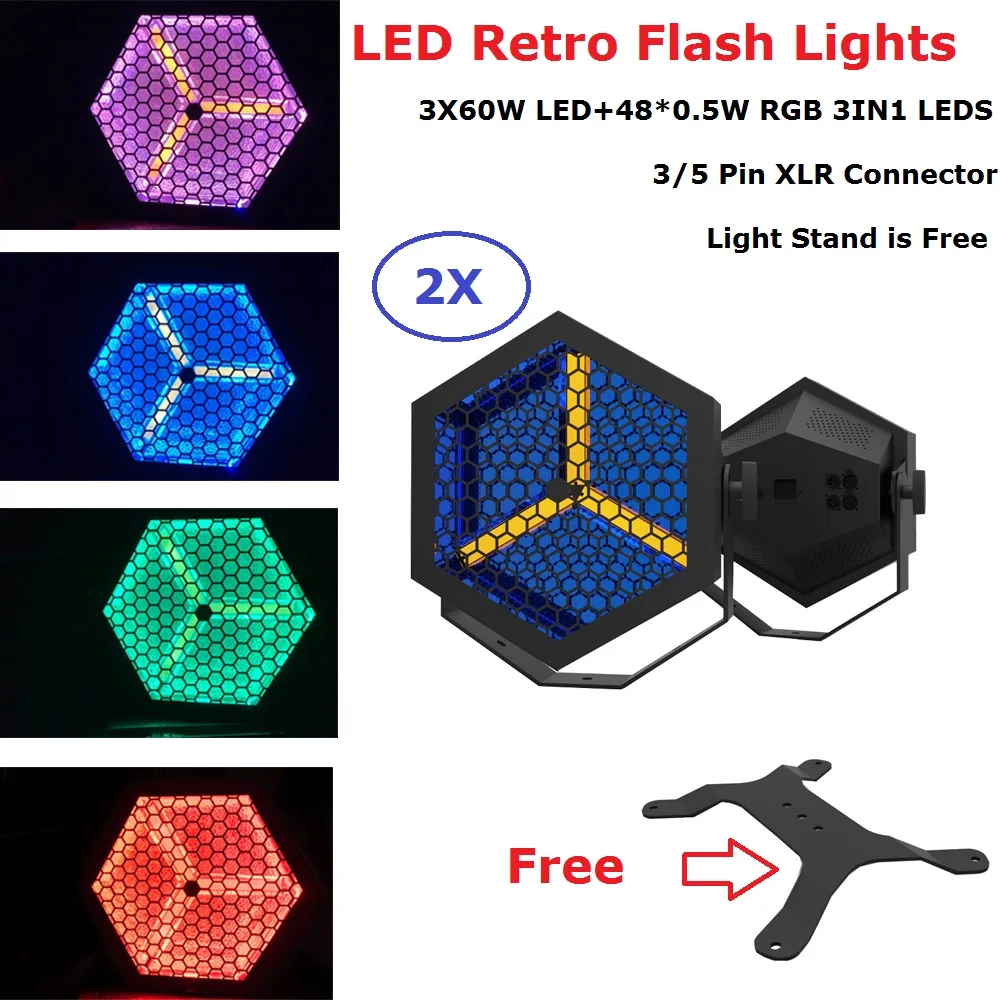 LED Retro Flash Lights 3X60W LEDS + 48X0.5W RGB 3IN1 Flat Par DMX Dj For Wedding Holiday Decorations | Освещение