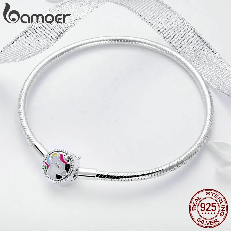 BAMOER Новое поступление 925 пробы Серебряные Красочные эмалированные женские браслеты для женщин ювелирные изделия из стерлингового серебра SCB083