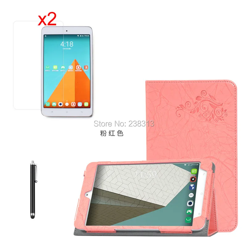 Роскошный чехол-книжка из искусственной кожи с модным принтом + 2 матовых пленки