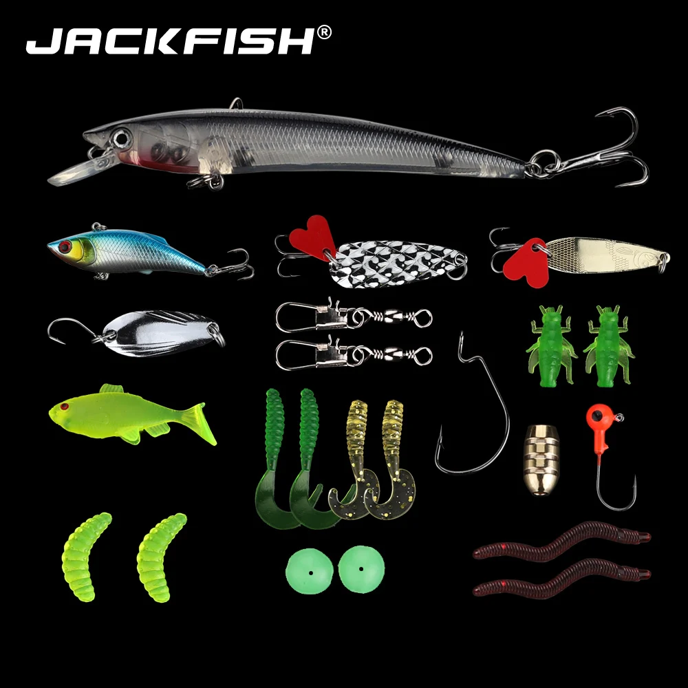 Джекфиш 23 шт. Рыболовная Приманка Minnow Поппер ложка Jig Head Крючки рыболовные