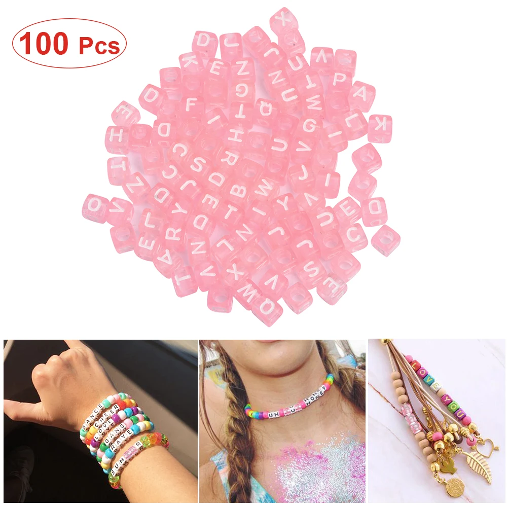 6mm x 6mm 100pcs 500 шт Квадратные бусины в форме букв Алфавит бусины Сделай Сам ручной работы поделки 3,5 мм акриловые бусины для изготовления браслетов и ожерелий - Цвет: 6mm x 6mm 100pcs