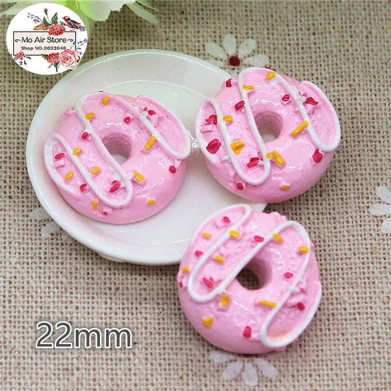 

Розовый пончик 10 шт 22 мм смолы Flatback кабошон миниатюрный еда искусство поставка Украшение Шарм Ремесло