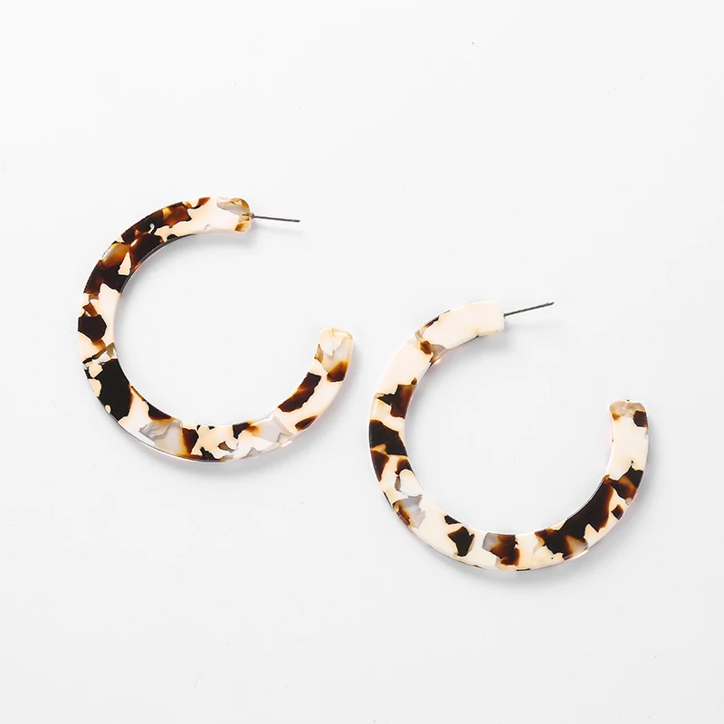 Корейские серьги для женщин Boho Круглые ретро леопардовые Висячие акриловые