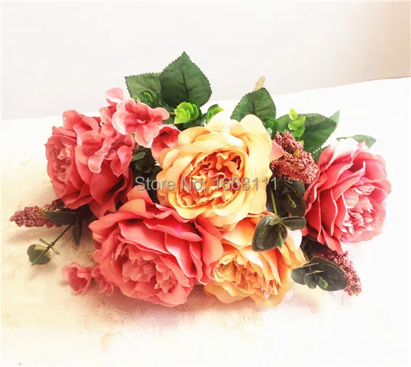 Букет пионов (6 головок/шт.) искусственные цветы Европа масляные краски эффект