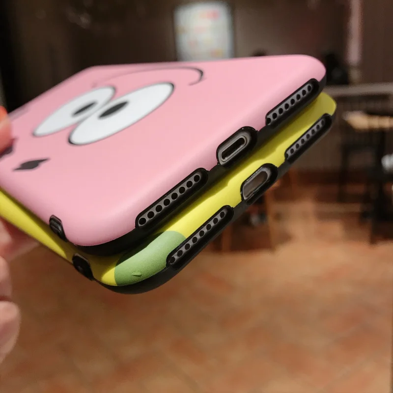 Для iphone 8/7 plus чехол с губкой Бобом и пленка из закаленного стекла для 6 6s мягкий