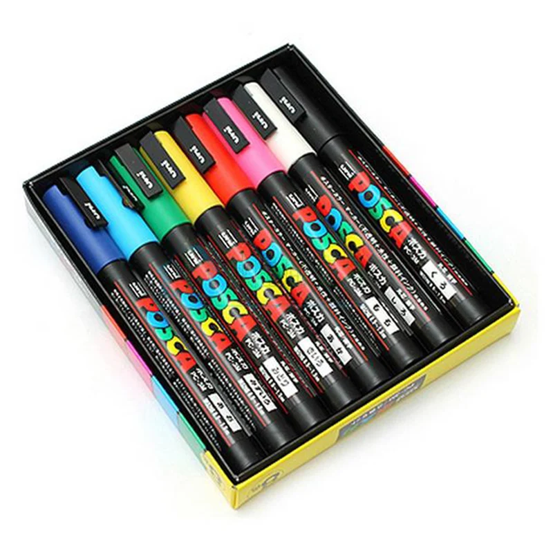 8 шт Uni Posca PC 3M Средний пуля Совет фломастеров граффити на водной основе Цветной
