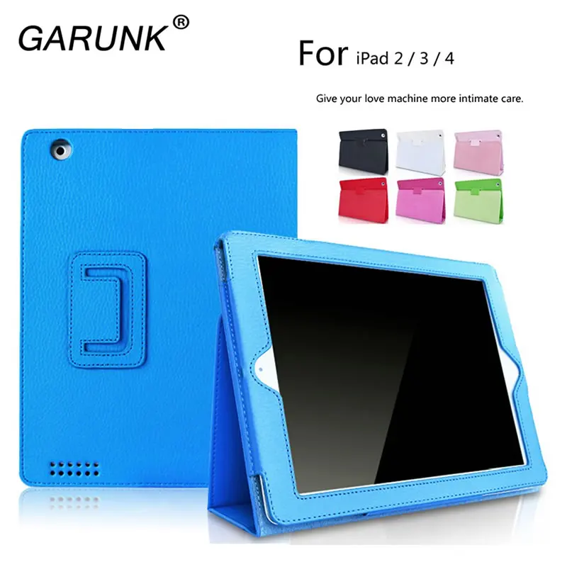 Чехол для iPad 2 3 4 GARUNK матовый личи кожаный Магнитный Флип смарт-чехол аксессуары