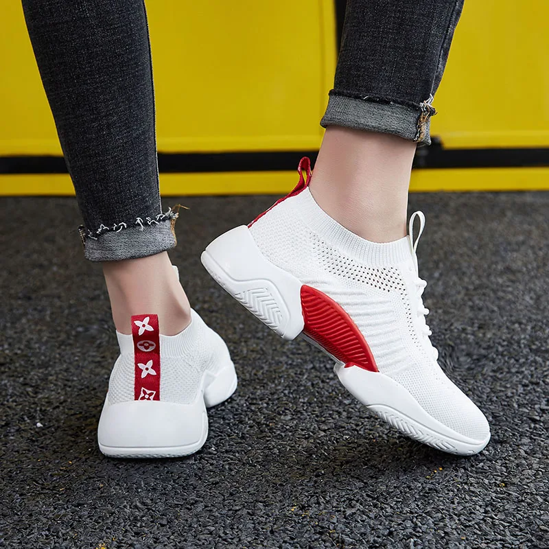 

Women Fashion Flats Slip on Socks Shoes Women\x27s Shoes Sapato Feminino Woman Sneakers Leisure Soft Footwear Zapatos De Mujer