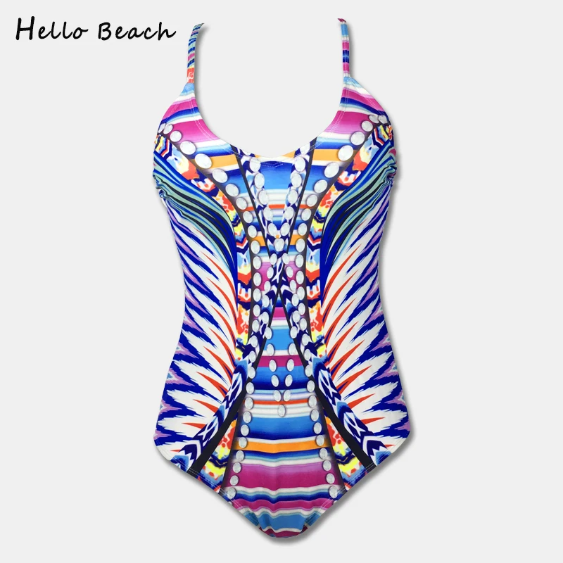 HELLO BEACH новый сексуальный цельный купальник женский с принтом монокини одежда для