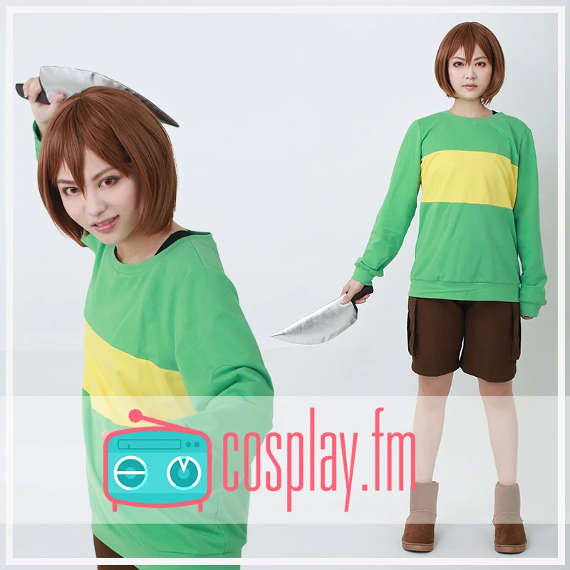 [Фото] Игра Undertale Chara зеленый пуловер свитер Цвет контракт Косплэй Топ S XL|undertale