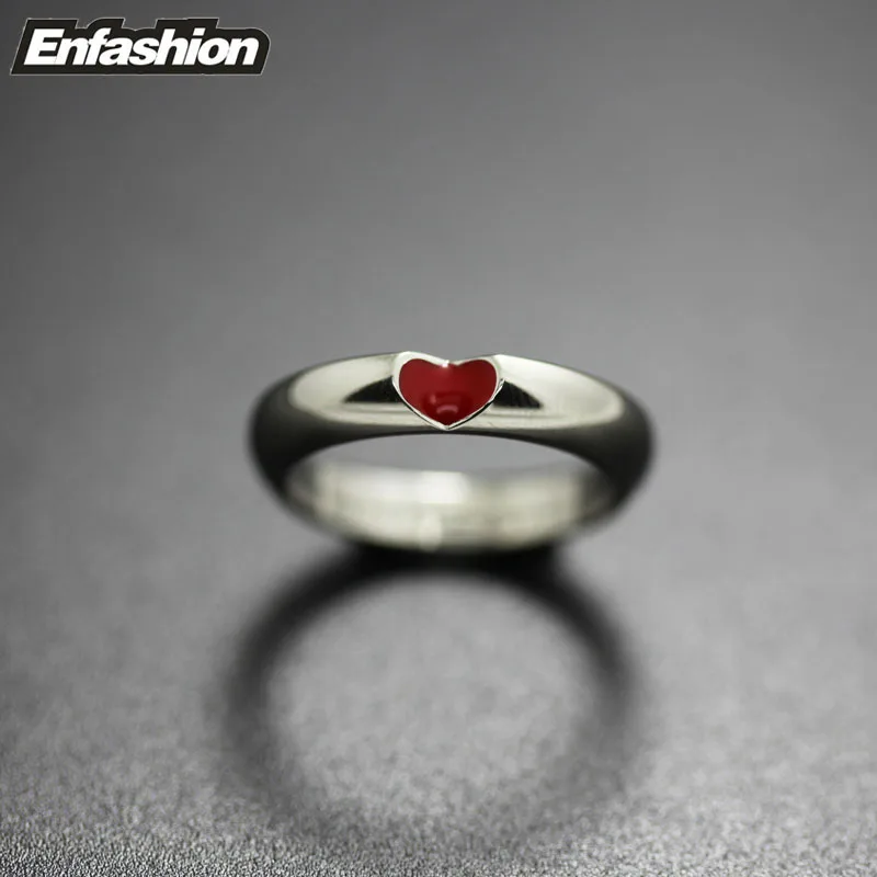 EnFashion кольцо с сердцем красного цвета Любовь палец Пара Кольца для женщин милые