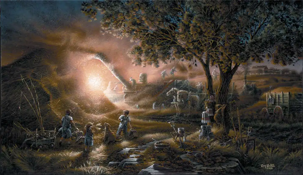 Махровая картина Redlin HD печать современный пейзаж с животными луна маслом на