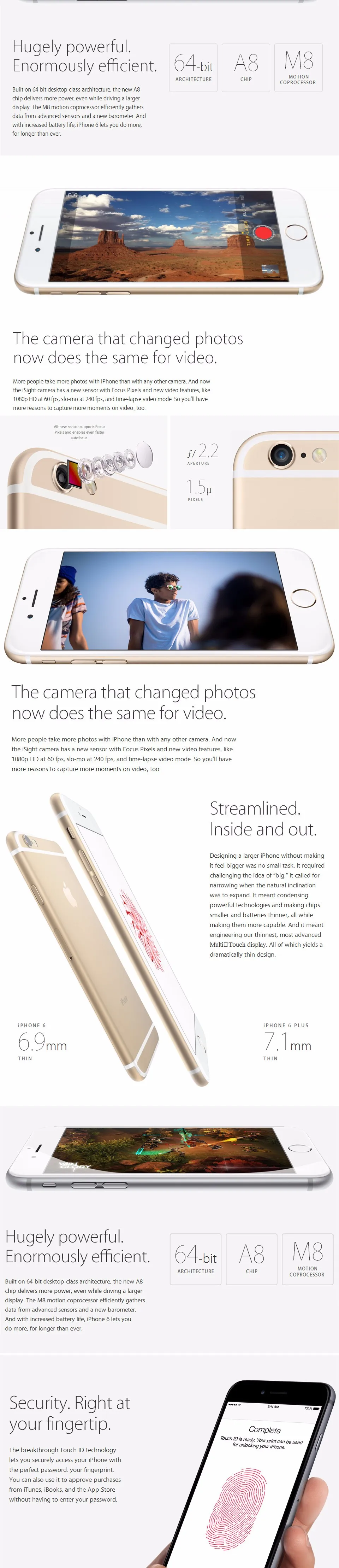 Apple iPhone 6 Dual Core IOS мобильный телефон 4," ips 1 ГБ Оперативная память 16 Гб/64/128 ГБ Встроенная память 4 аппарат не привязан к оператору сотовой связи разблокирована используется для сотового телефона