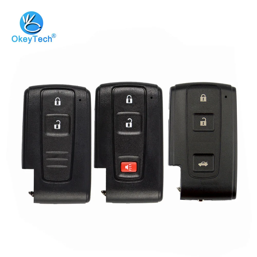 OkeyTech 2/2 + 1 Кнопка смарт ключ оболочка Брелок чехол для Toyota Prius Corolla Chr Yaris Rav4 Auris с