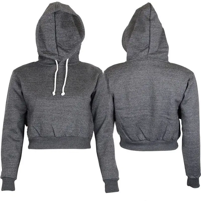 Женский однотонный Укороченный джемпер с капюшоном и длинными рукавами пуловер