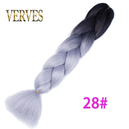 #4 VERVES 5 шт./лот синтетические двухцветные высокотемпературные волокна Омбре плетение волос 24 дюймов Крупногабаритные косички для наращивания волос - Цвет: #4