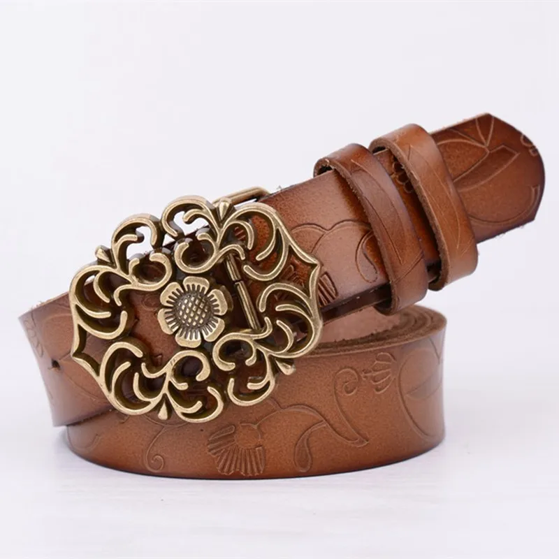 Ремень из натуральной воловьей кожи Женский модный элегантный винтажный пояс с