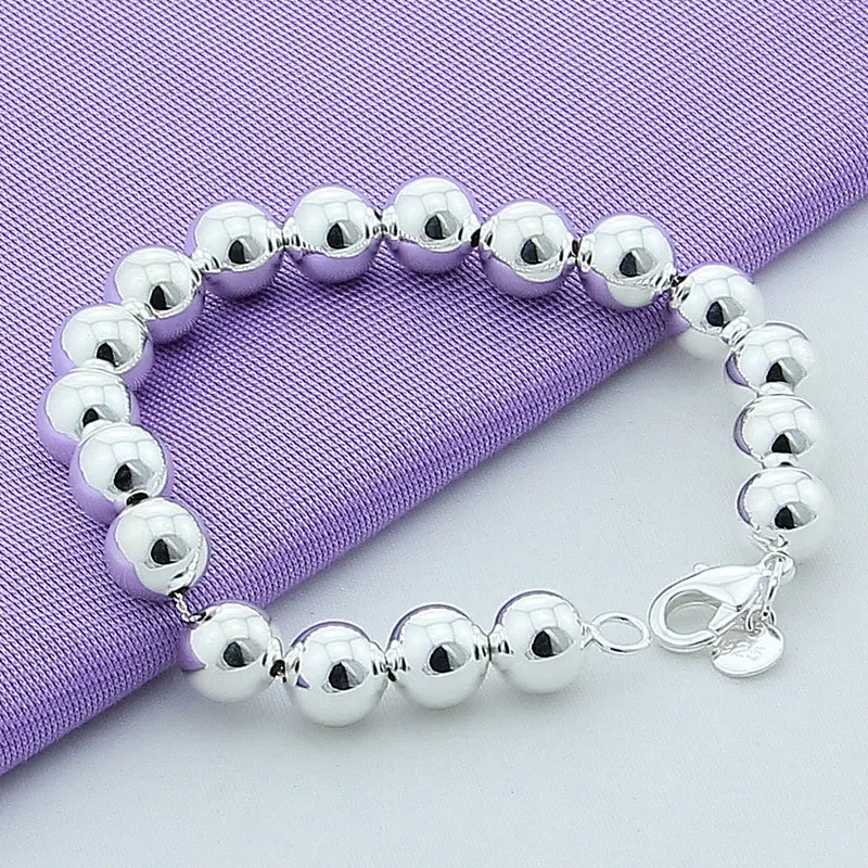 Женский и мужской Браслет манжета из серебра 925 пробы 10 мм|bangles for women|bead braceletbracelet
