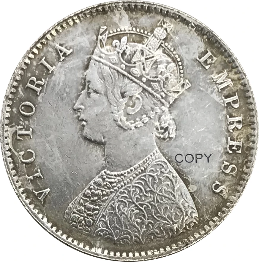 1889 индийская половина Rupee Victoria Queen предметы коллекционирования из мельхиора