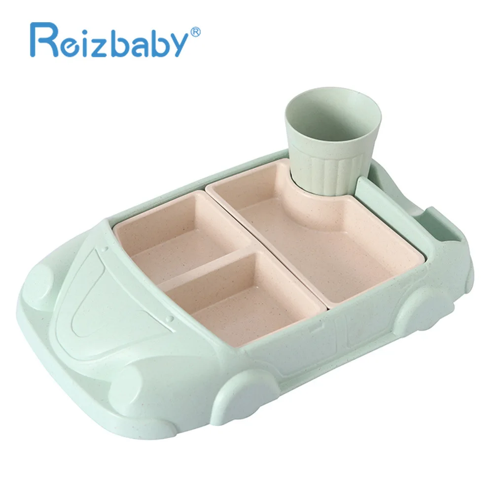 REIZBABY дети Bamboo автомобиль форма едят Набор тарелок Съемная отдельные Детские