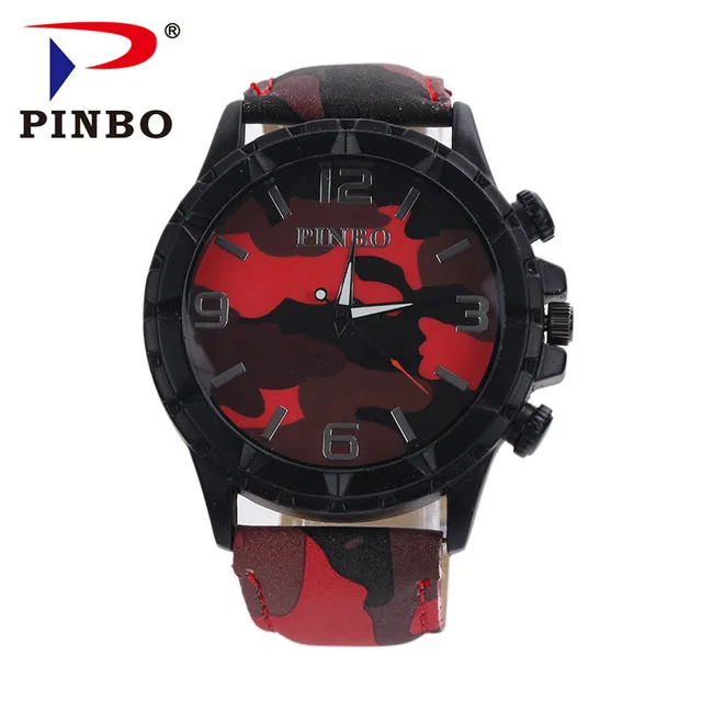 Новые военные камуфляжные мужские спортивные кварцевые часы с кожаным ремешком|Кварцевые часы| |