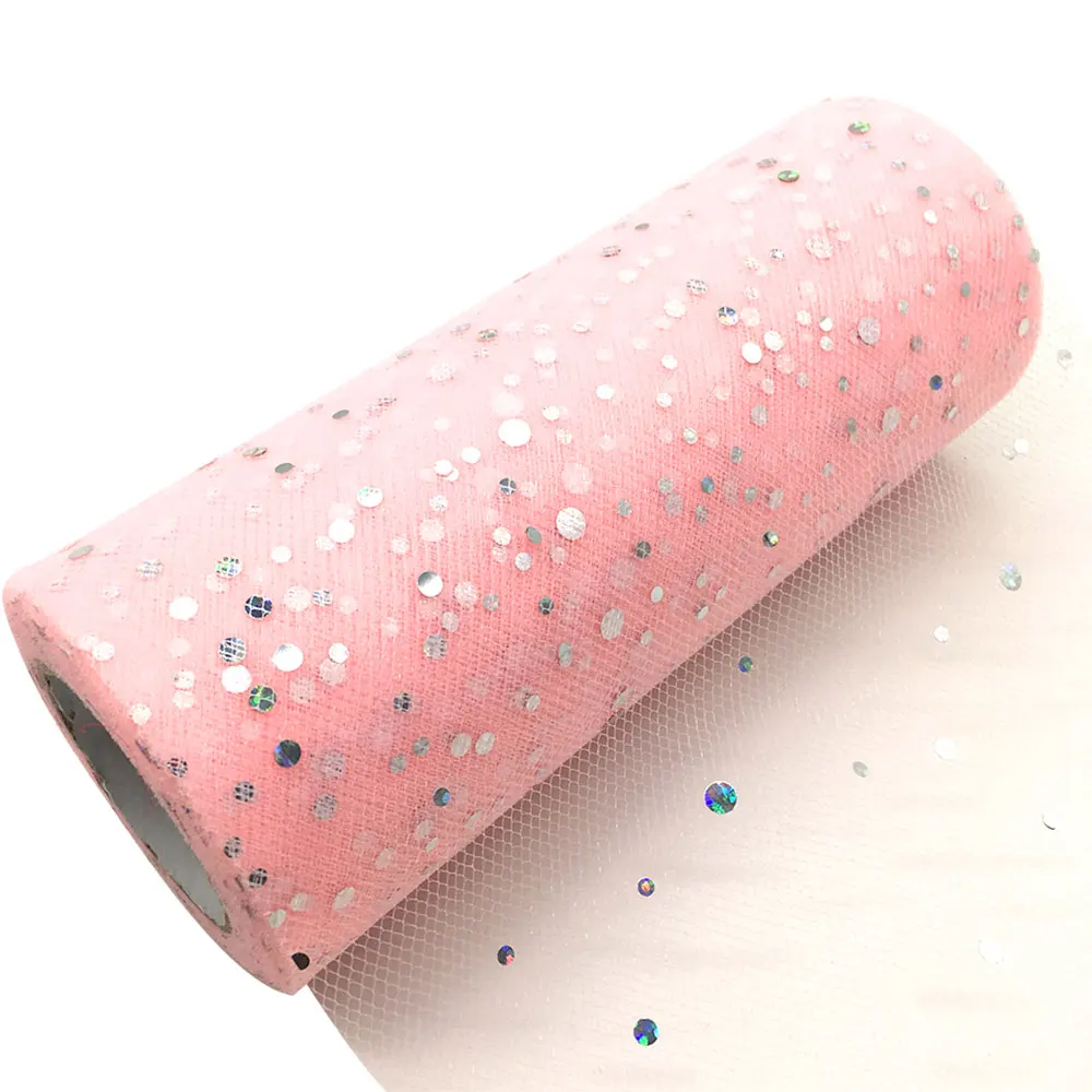 C10 Light Pink TULLMALL 6 дюймов 25 ярдов сверкающие блестки рулон катушки пачка свадебное украшение Тюль органза Марля Элемент настольная дорожка Mariage - Цвет: C10 Light Pink