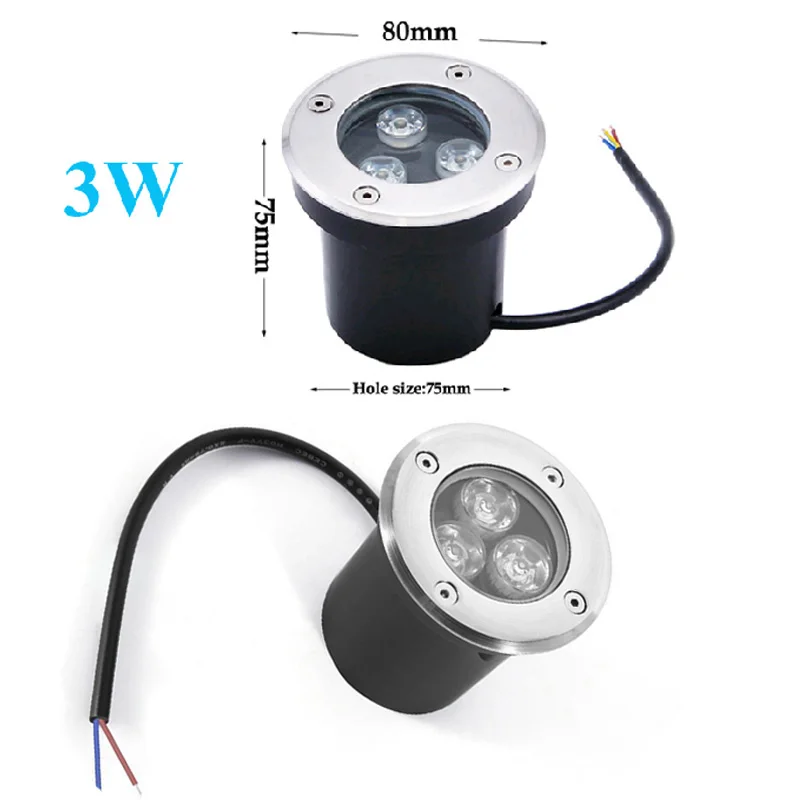 3W 80mm IP67, 3 Вт, 5 Вт, 7 Вт, светодиодный подземный светильник, наземный, садовый, дорожка, напольный светильник, наружный, подземный, похороненный, для двора, светильник, ландшафтный светильник, 220 В, DC12 - Испускаемый цвет: 3W 80mm