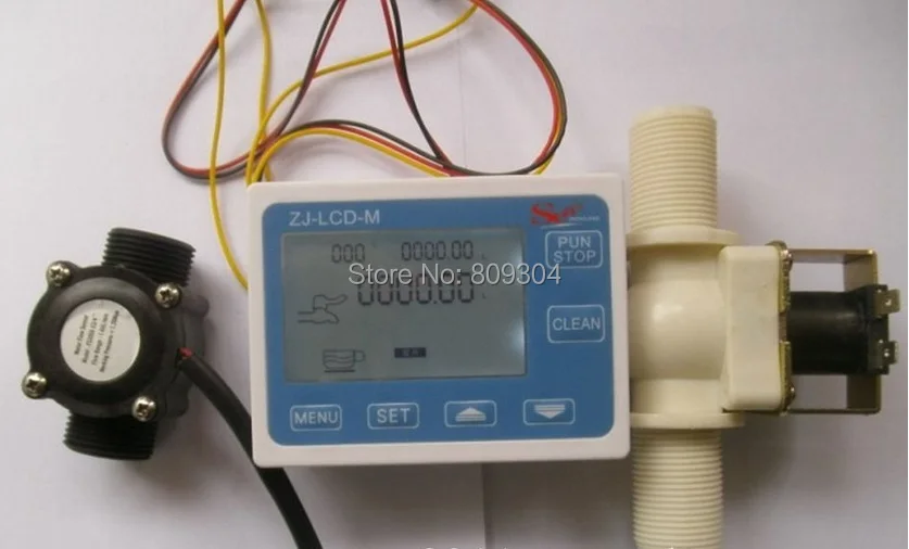 Новый G3/4 &quotконтроль расхода воды ЖК дисплей + Датчик соленоидного клапана