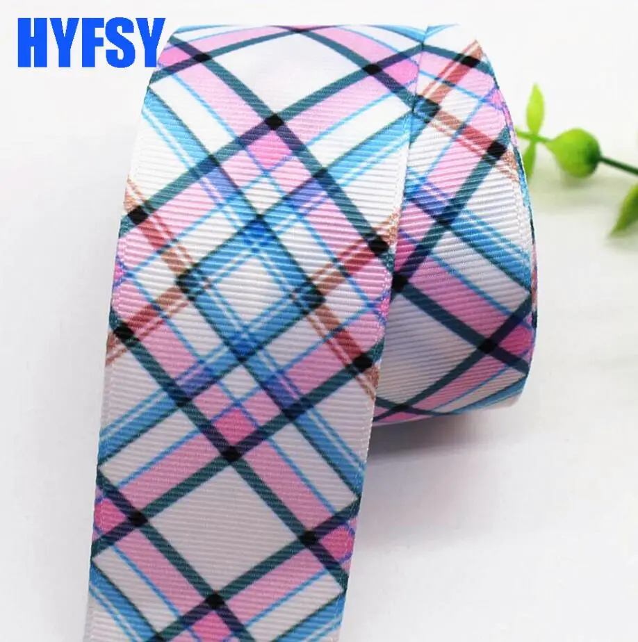 Hyfsy 10093 25 38 мм клетчатая лента 10 ярдов DIY украшения для волос подарочная упаковка материалы ручной работы бант корсажные ленты плед - Цвет: 12