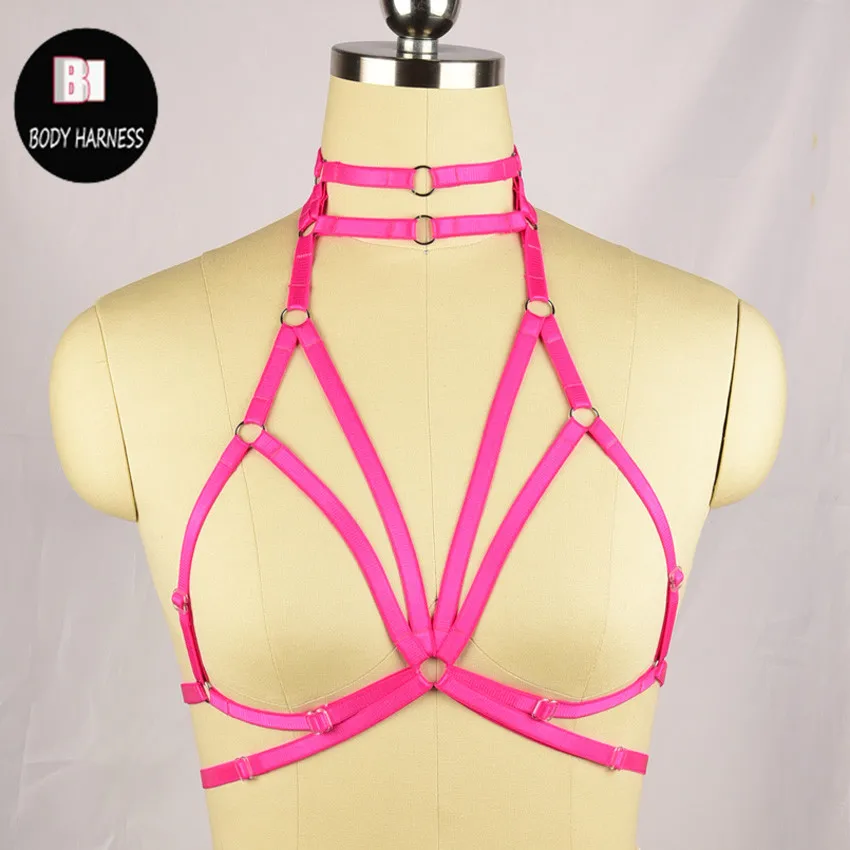 Цветная эластичная портупея бюстгальтер нижнее белье без чашек для тела