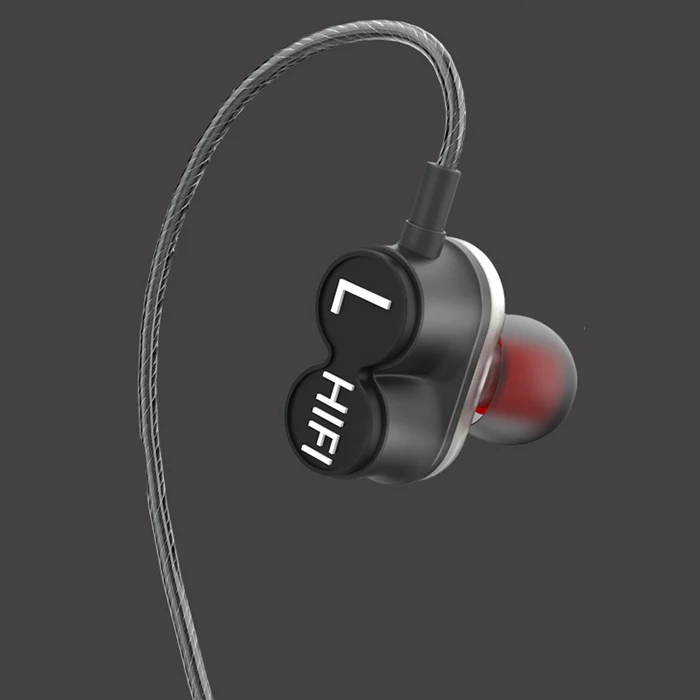 Black TEBAURRY TB6 двойной блок драйвер наушники проводные Hi-Fi стерео наушники для телефона iphone 4 колонки супер бас гарнитура с микрофоном - Цвет: Black