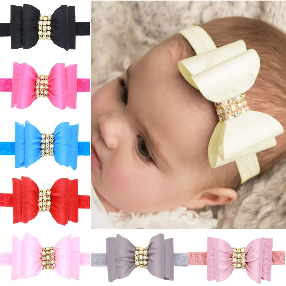 

Rope baby girl headband Infant hair cloth Tie bows newborn Headwear tiara headwrap Gift Toddlers bandage Ribbon bowknot pearl