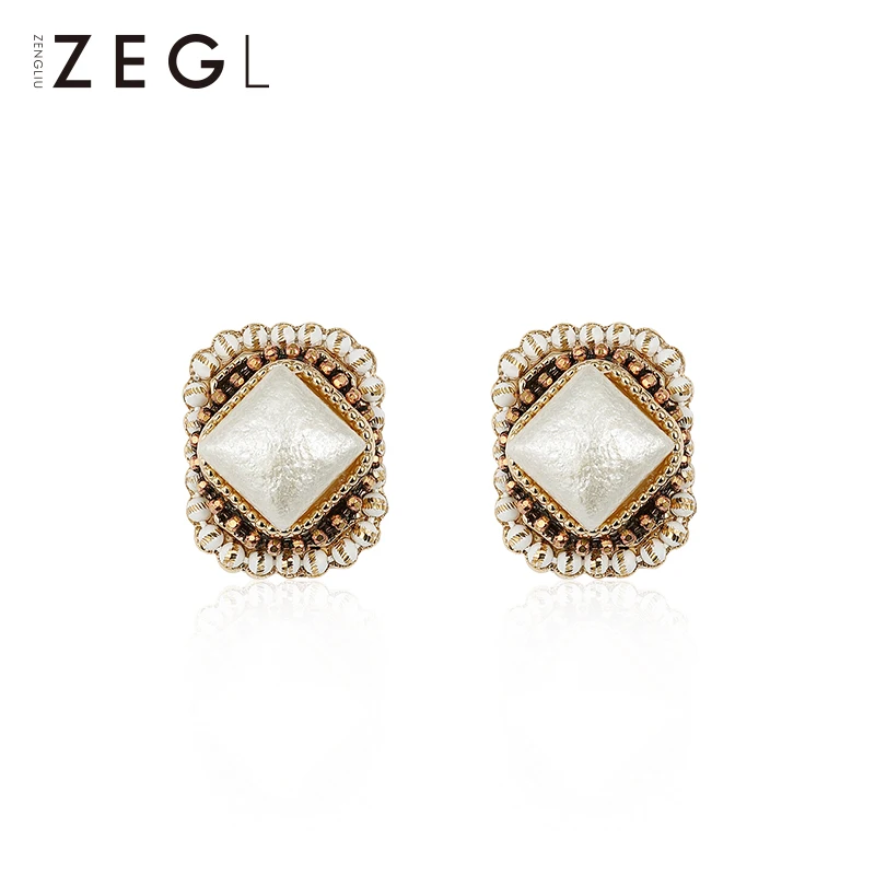 ZEGL Baroque temperament high-end earrings net red French retro big female national antique | Украшения и аксессуары