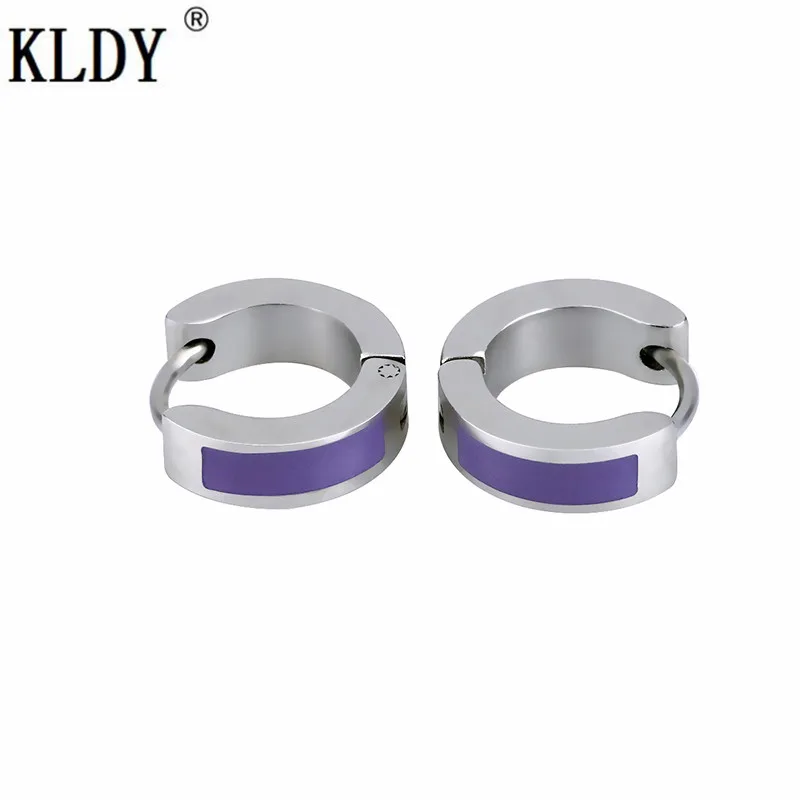 KLDY Hip Hope фиолетовые серьги-кольца качественные мужские серьги из нержавеющей