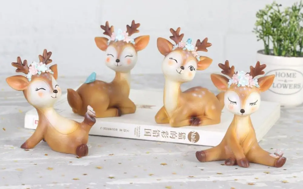 Симпатичный набор миниатюрных садов "Волшебный сад" из 4 прелестных сики-оленей. Милые и изящные работы. Миниатюрные принадлежности для террариума и декорирования своими руками.