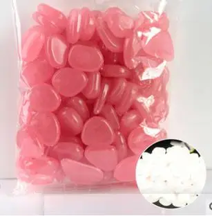 Pink 50/100 шт светится в темноте садовые камни свечения камней камни для дорожек дорожки сада Патио газон шланг для полива огорода, двора, декор светящийся камень - Цвет: Pink