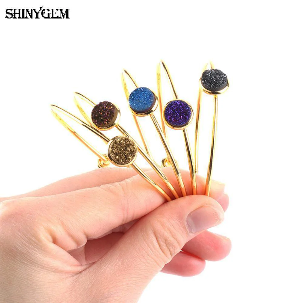 ShinyGem позолоченные браслеты 10 мм круглые цветные яркие цветочные регулируемые