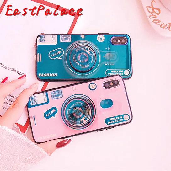 3D Kawaii Camera Blue Ray Case For iPhone X XS 10 8 8P 7 plus 6 s 6s 6plus 7plus Funda Super Cute Phone Shell Gifts |