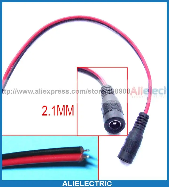 

20pcs 5.5 x 2.1mm DC Power Female Socket Charger Connector Red Black Cable 30cm