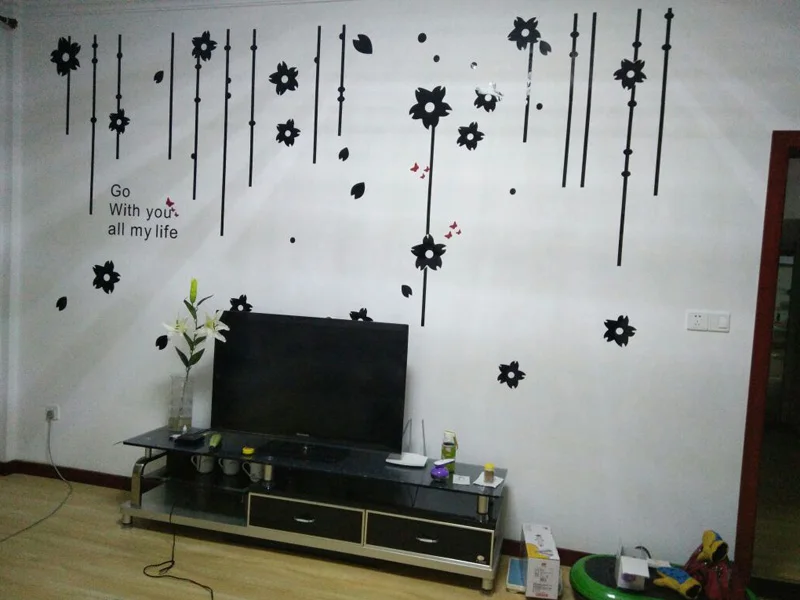 Цветы дизайн акриловая наклейка s DIY Наклейка для гостиной ТВ фон красота настенное украшение для салона
