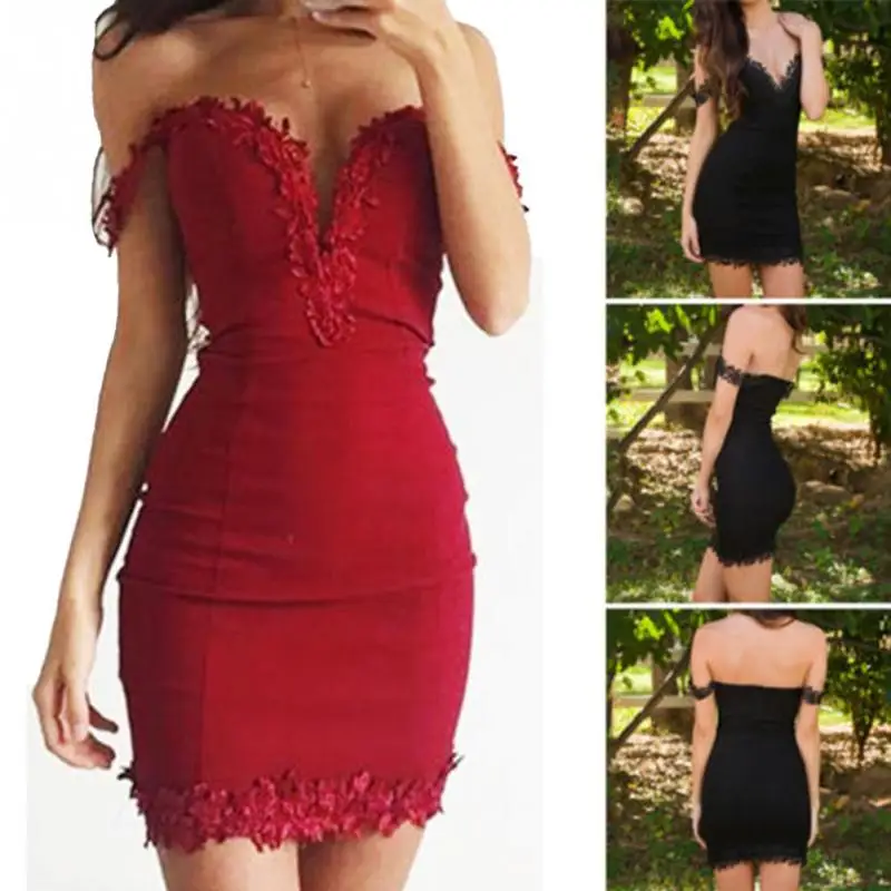 Женское сексуальное летнее платье с открытыми плечами v-образным вырезом для